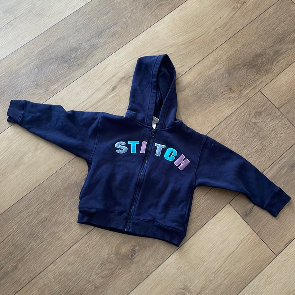 EUC Walt Disney World Kids Stitch Hooded Zip Up Sweatshirt Size S (6)